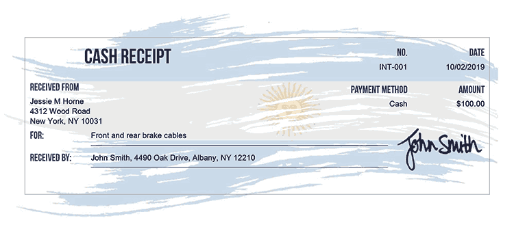 Cash Receipt Template En Flag Of Argentina Receipt 