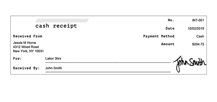 Cash Receipt Template En Mono Black Receipt 
