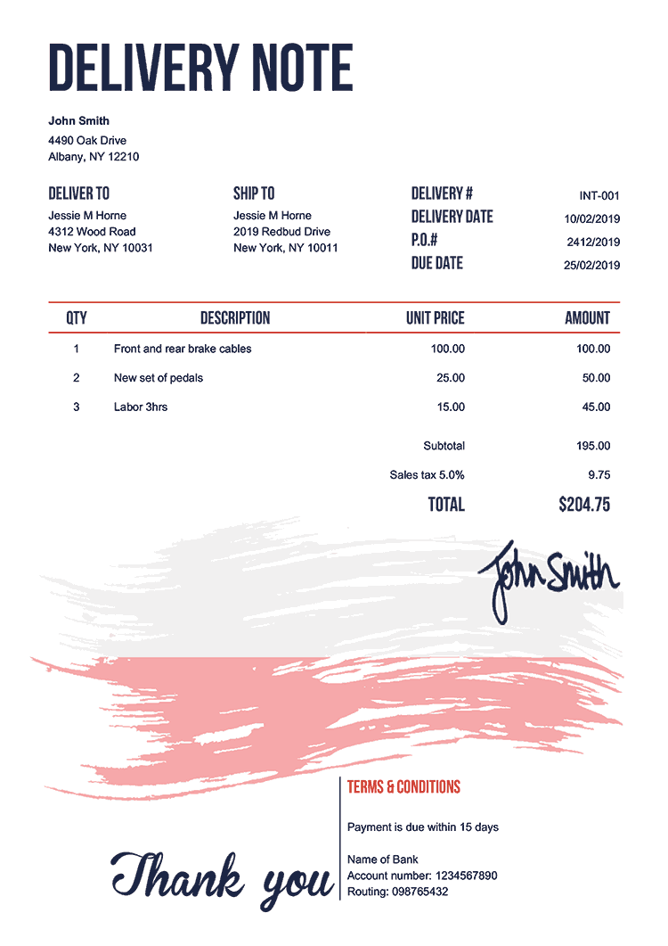 Delivery Note Template En Flag Of Poland 
