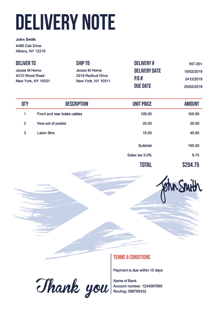 Delivery Note Template En Flag Of Scotland 