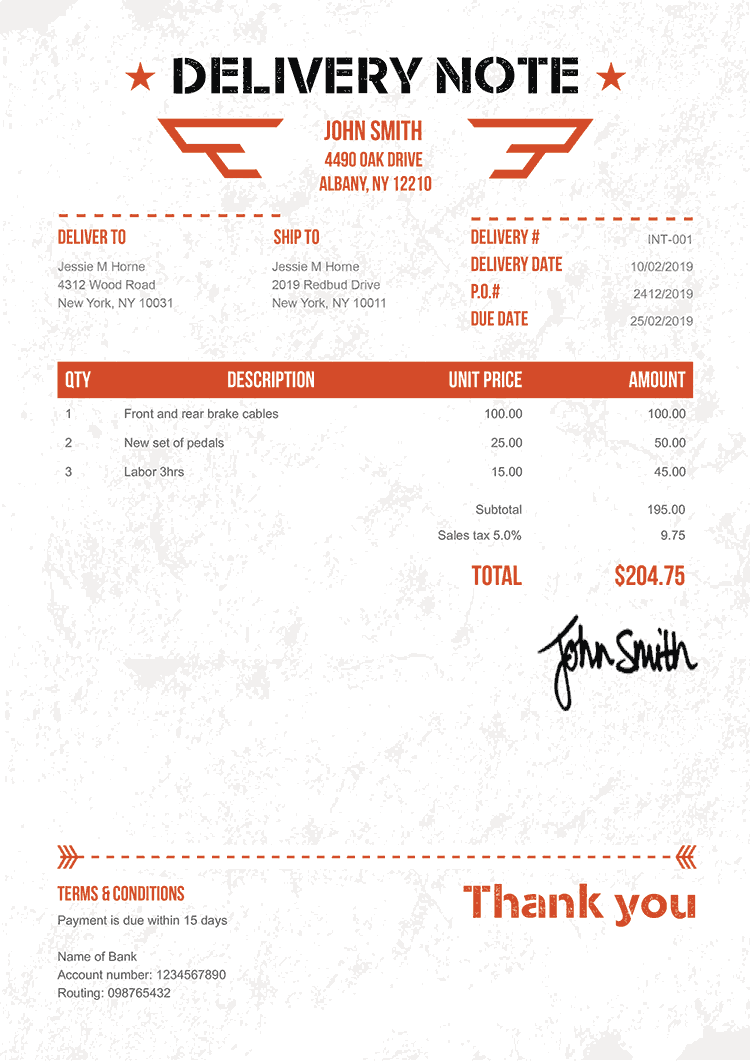 Delivery Note Template En Military Orange 