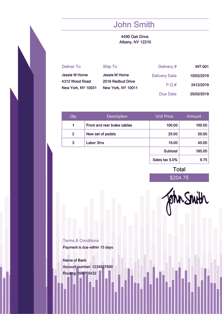 Delivery Note Template En Success Purple 
