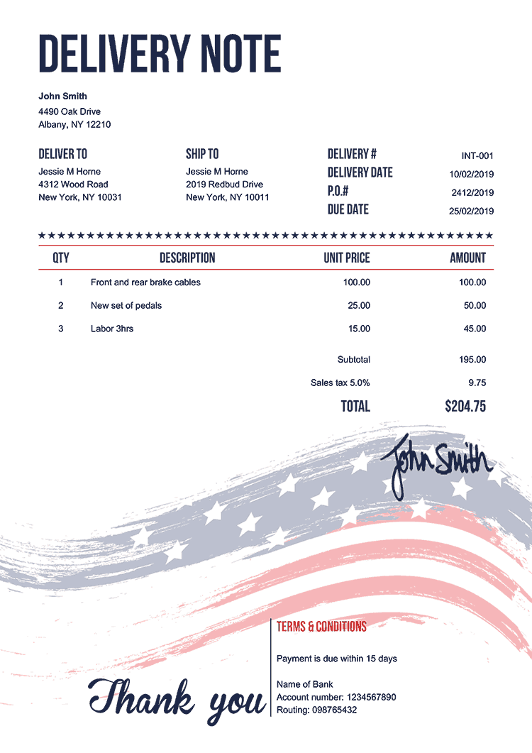 Delivery Note Template En Us Flag 