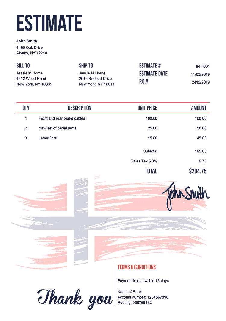 Estimate Template En Flag Of Norway 