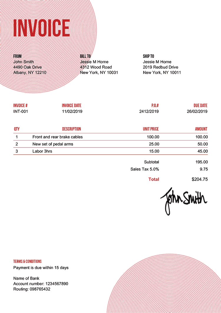Invoice Template En Circles Red 