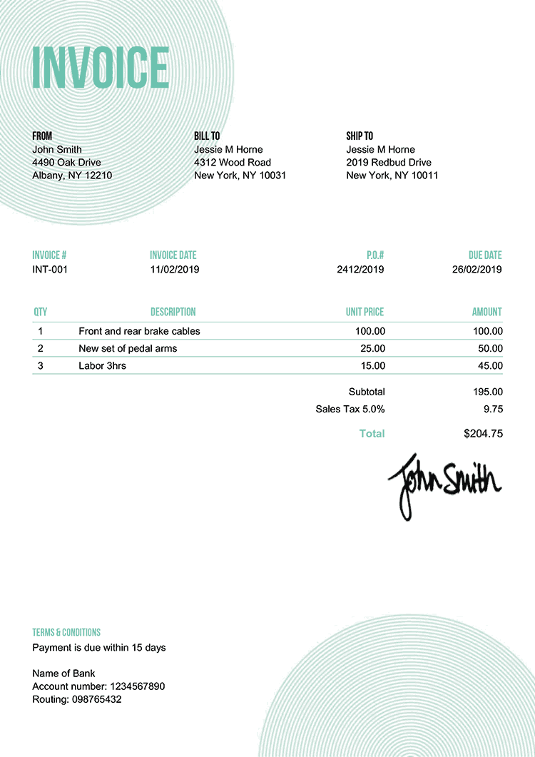 Invoice Template En Circles Turquoise 