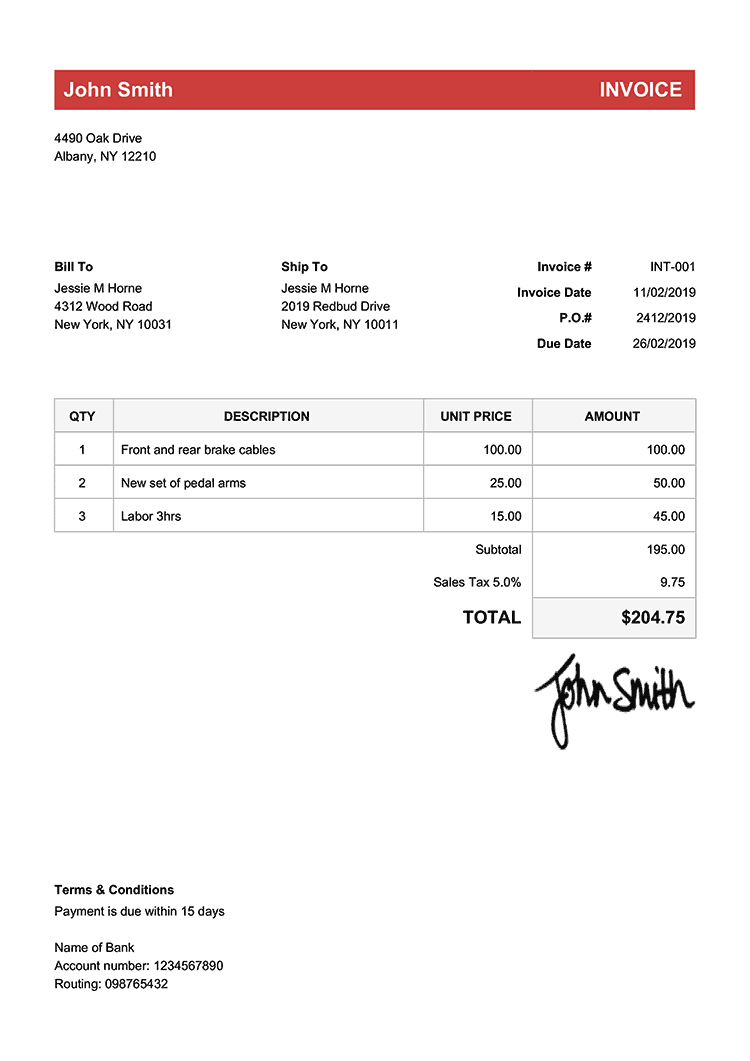 Invoice Template En Classic Red 
