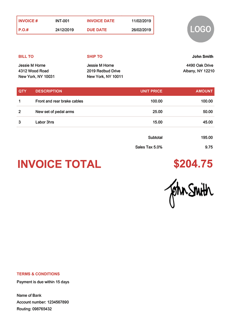 Invoice Template En Clean Red 