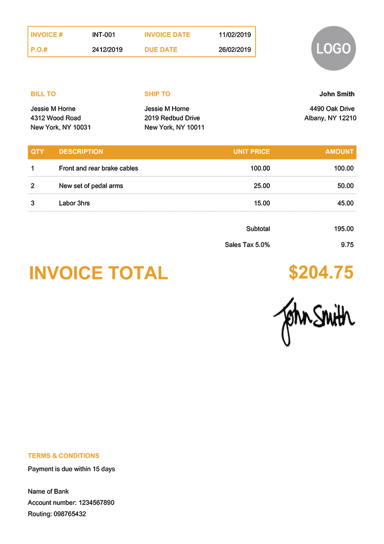 Invoice Template En Clean Yellow 