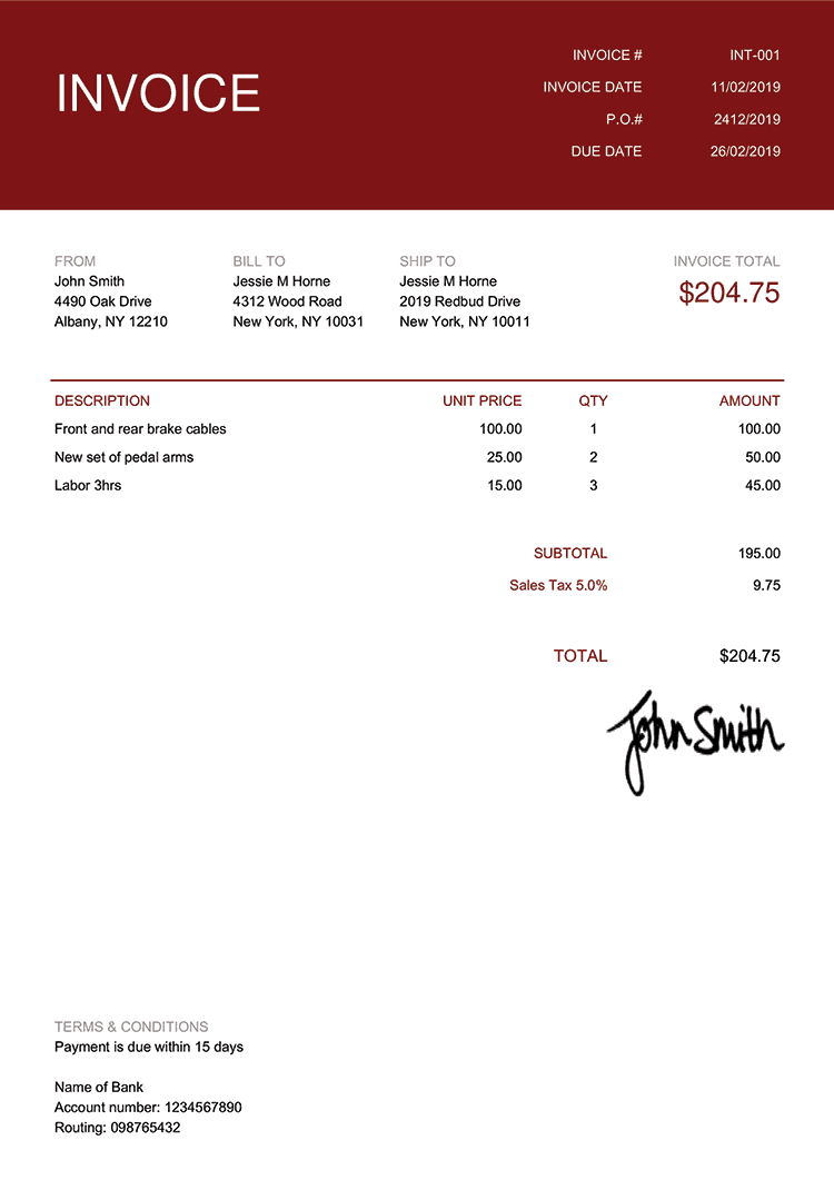 Invoice Template En Contemporary Red 
