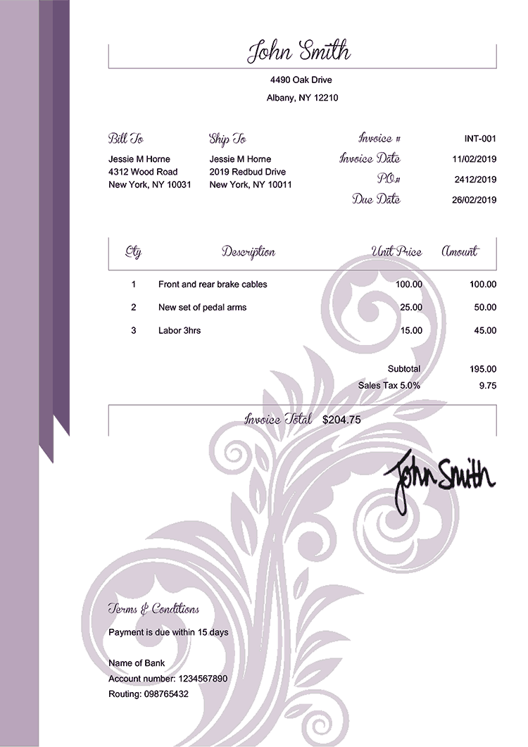 Invoice Template En Elegance Purple 