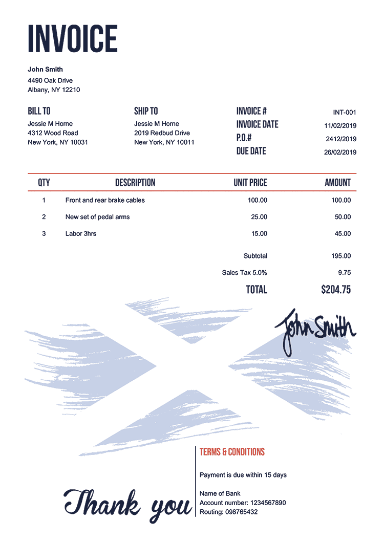 Invoice Template En Flag Of Scotland 