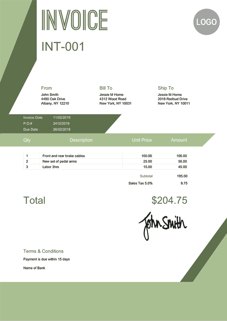 Invoice Template En Forest 