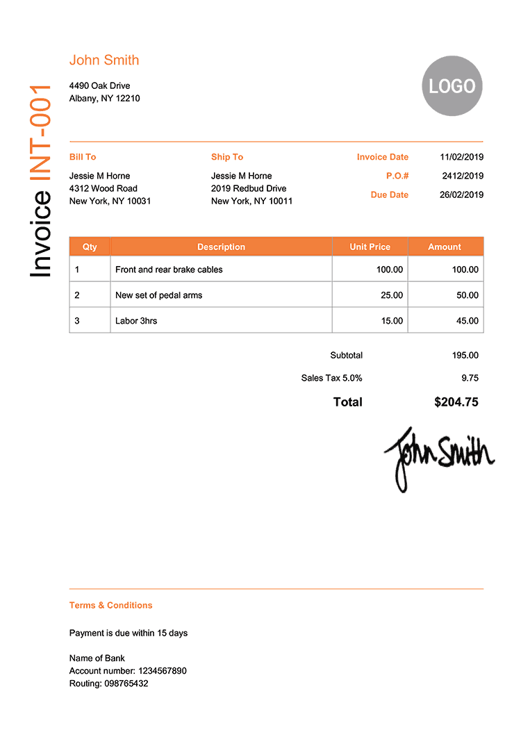 Invoice Template En Modern Orange 