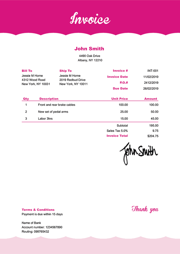 Invoice Template En Pink Frosting 