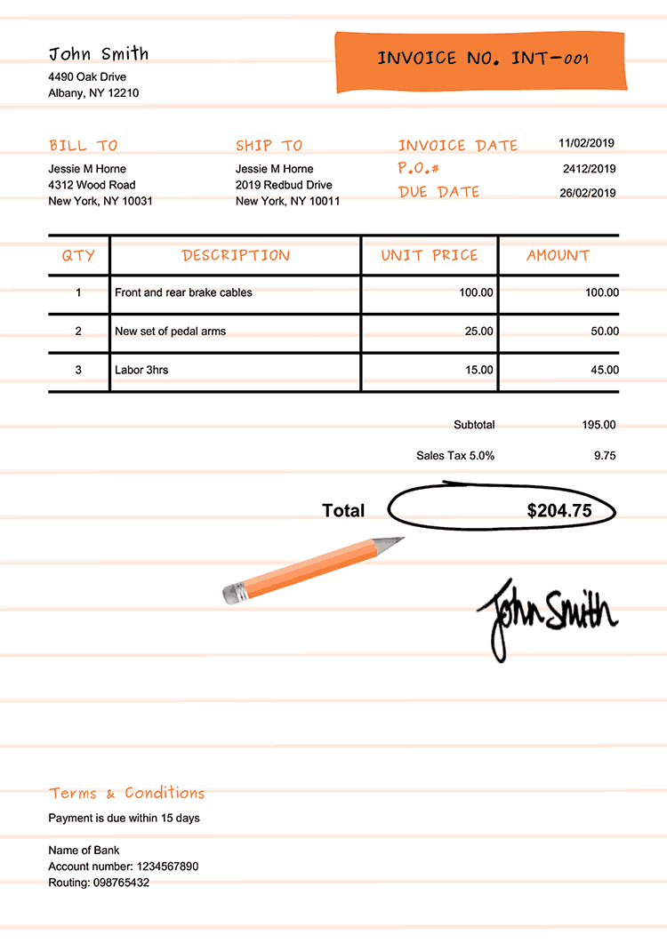 Invoice Template En Workbook Orange 